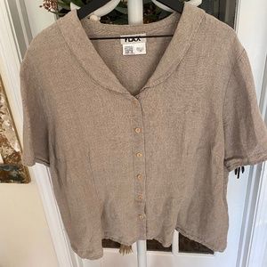 Flax Khaki Linen Button Down SS 1G 20/22